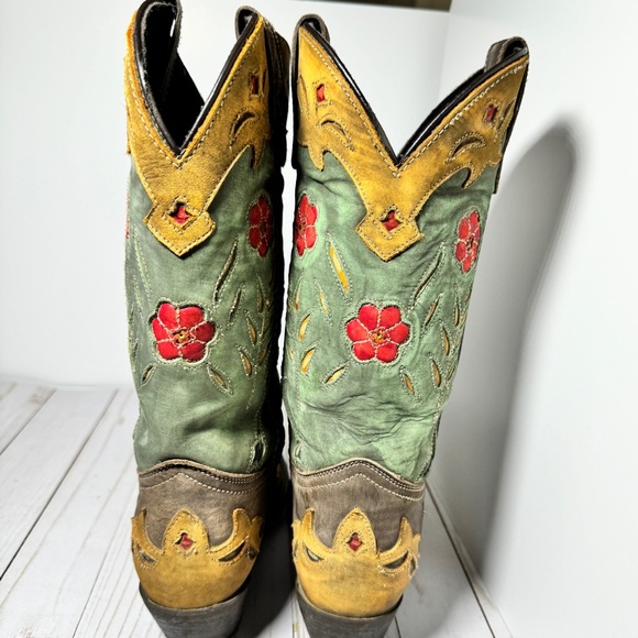 Laredo Womens Miss Kate Size 7.5 Multicolor Suede Cowgirl Western Boots - Picture 9 of 16